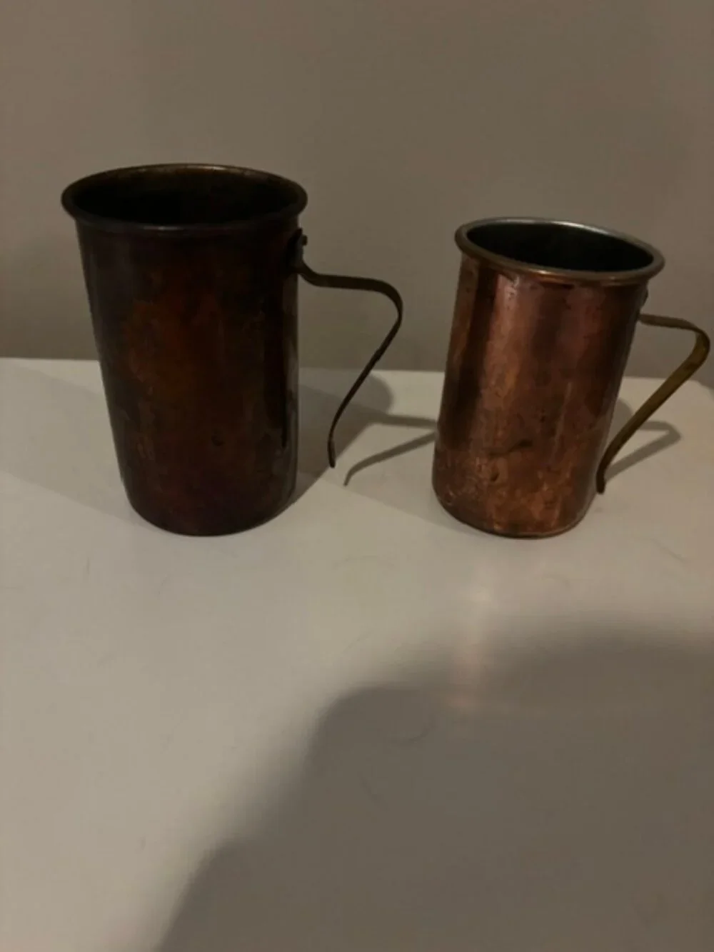 Vintage Graduated Copper Measuring Cup Set 2 Pieces (1/2 cup; 1 cup)
